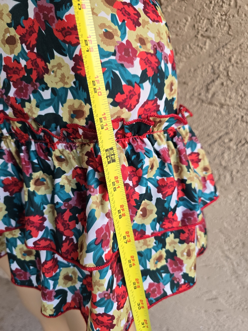 Deep V Floral Ruffle Mini Dress - Multi-Color - Picture 8 of 11